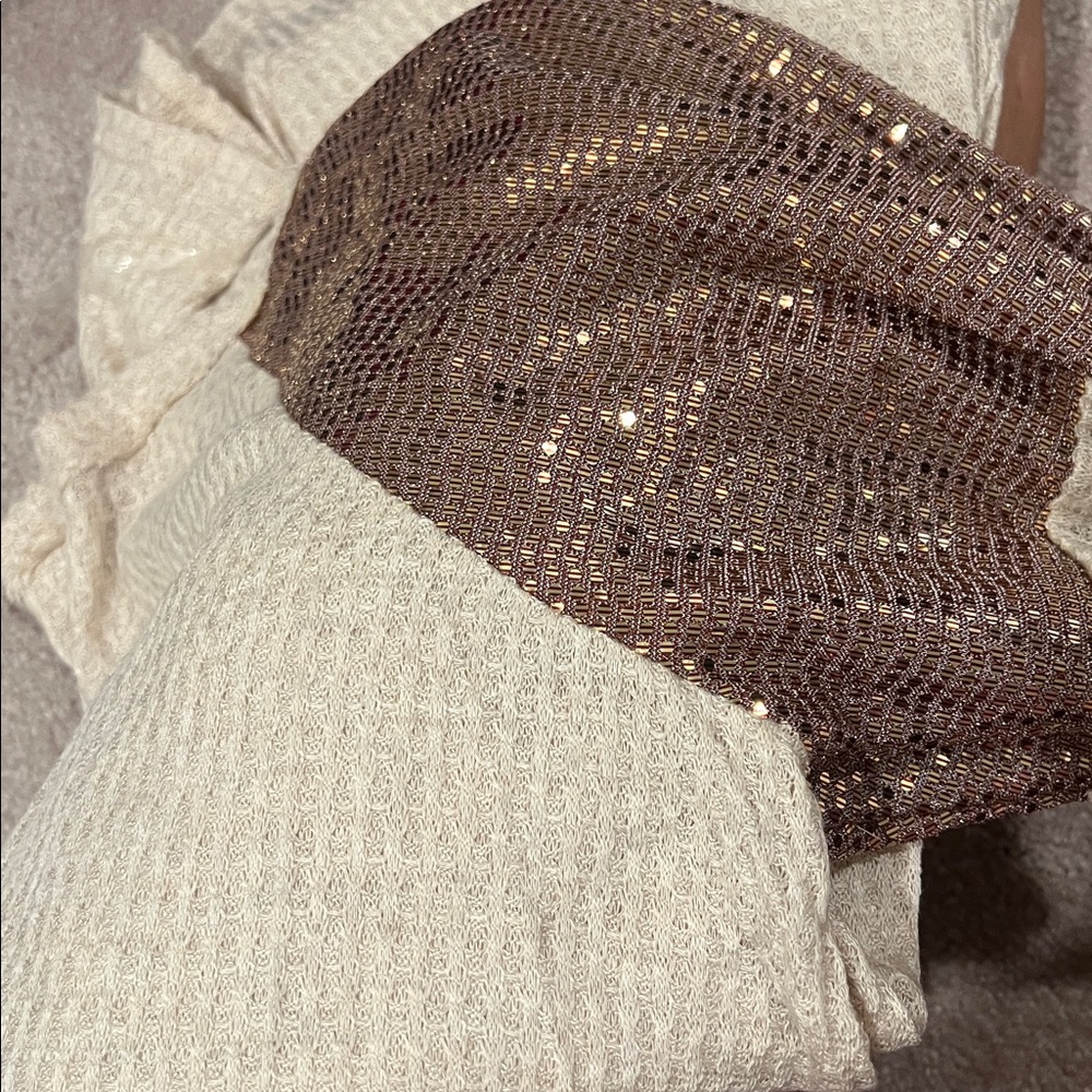 Lovely Melody Patchwork Leopard Sequin Waffle Top… - image 10